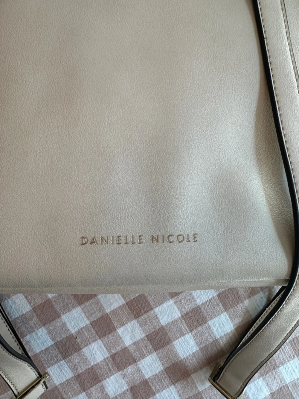 Danielle Nicole Cream Backpack with Gold Bar Accent - Picture 4 of 6
